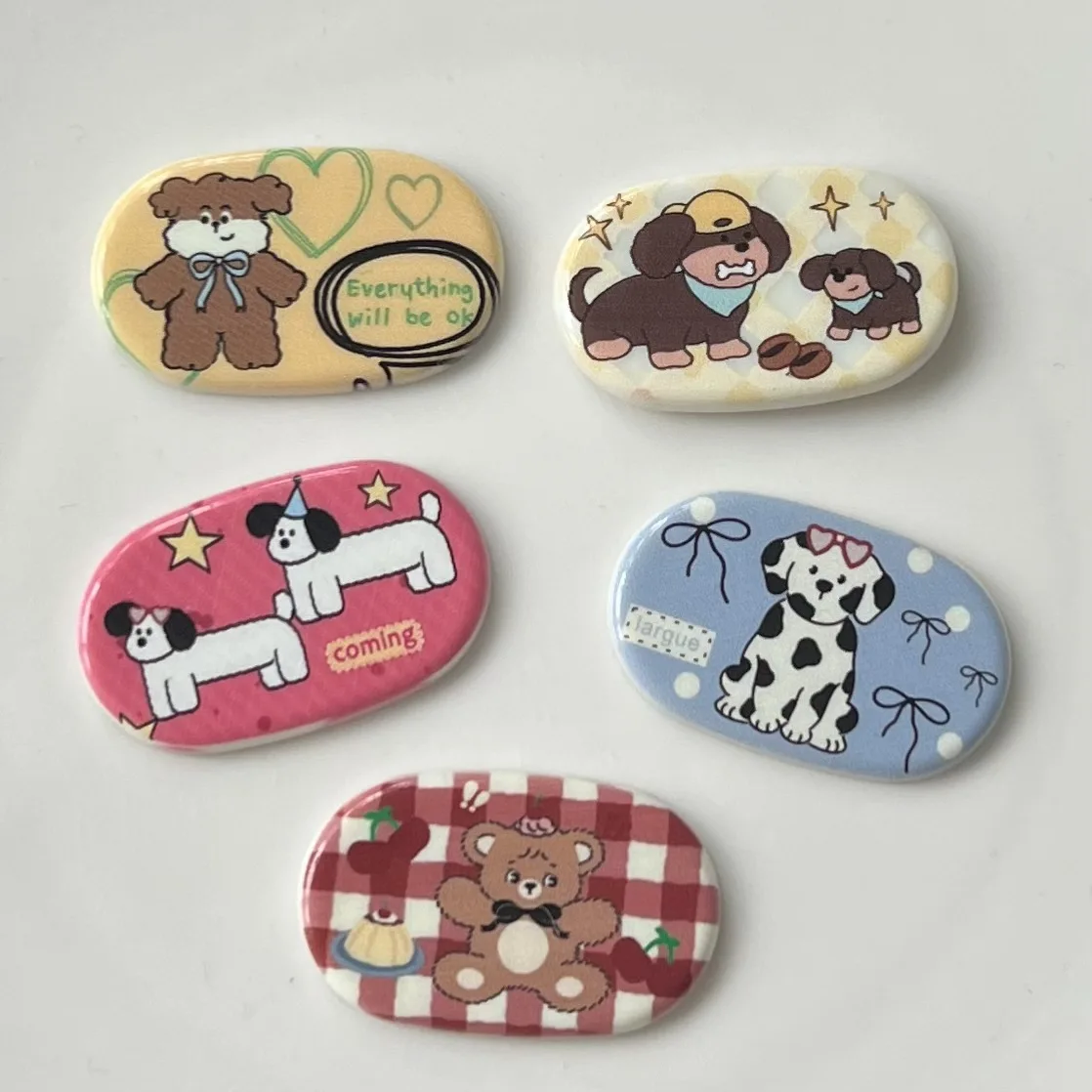 Mininstants-Cabochons en résine à dos plat, série de dessins animés d'animaux colorés mignons, matériaux d'artisanat de bricolage, fabrication de bijoux, breloques, 5 pièces