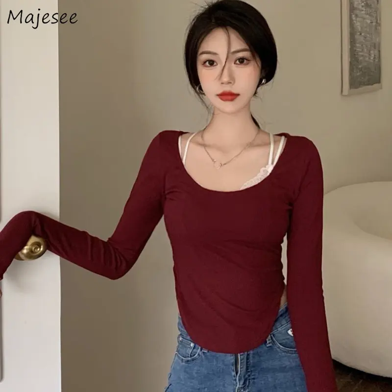 Irregular T-shirts Women 5 Colors Side Slit Hotsweet Simple Spring Korean Style Daily All-match Female Popular Aesthetic Casual