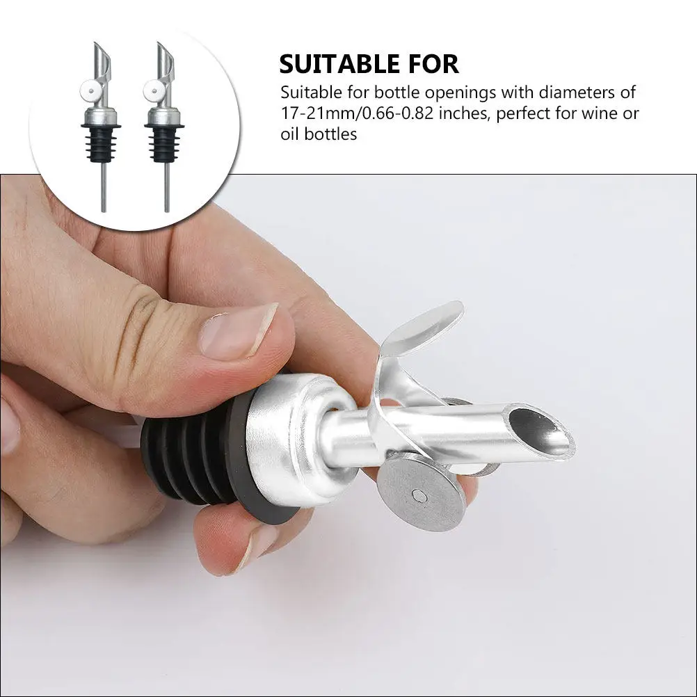 2Pcs Heavy-Duty Oil Pourer Spout for Cooking Oil Liquor Bottles Fits 17-21Mm Openings Stainless Steel Core Air Isolating Pour