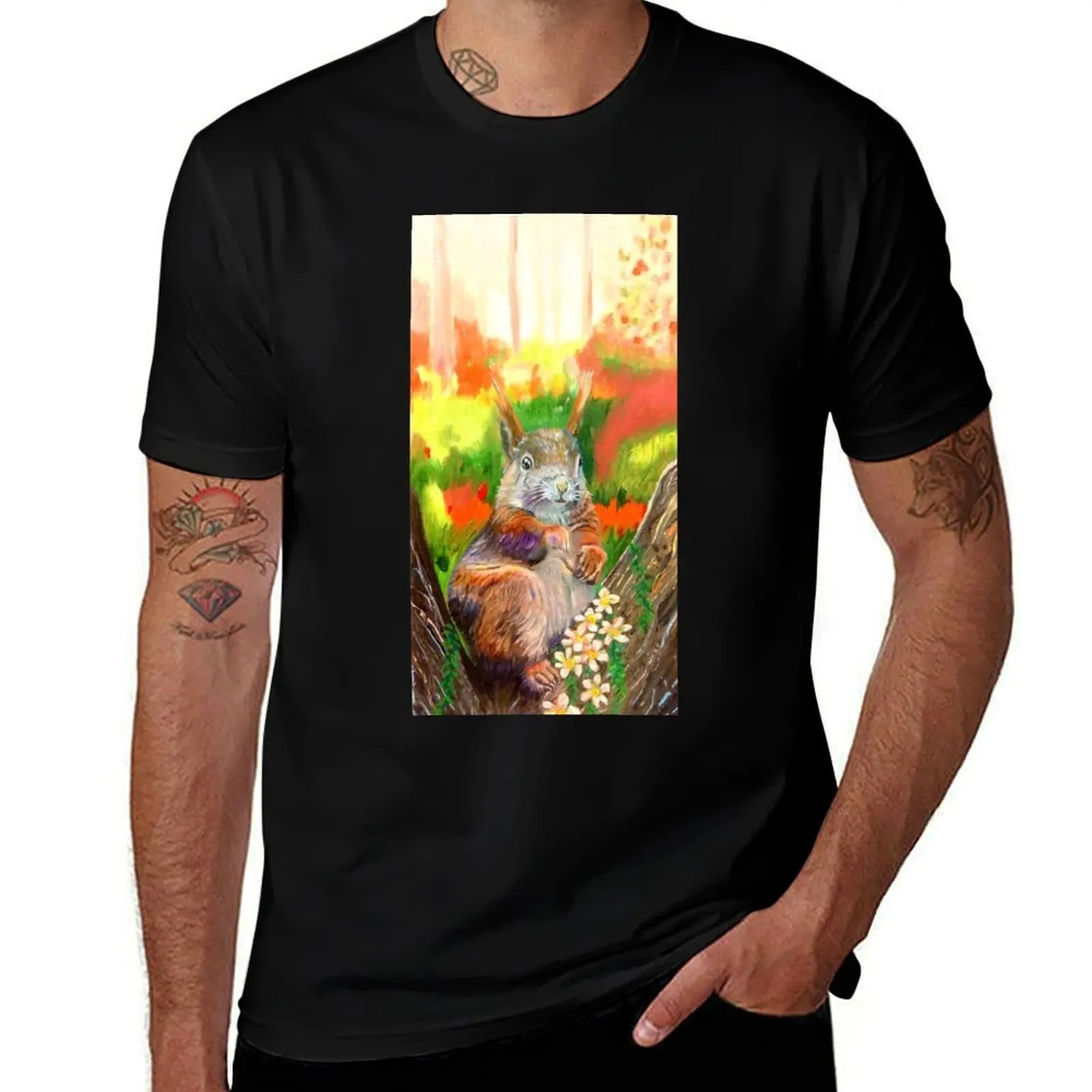 

Colorful Squirrel T-Shirt cotton tshirt 100% t shirt man cotton t shirts cotton 100% T-Shirt