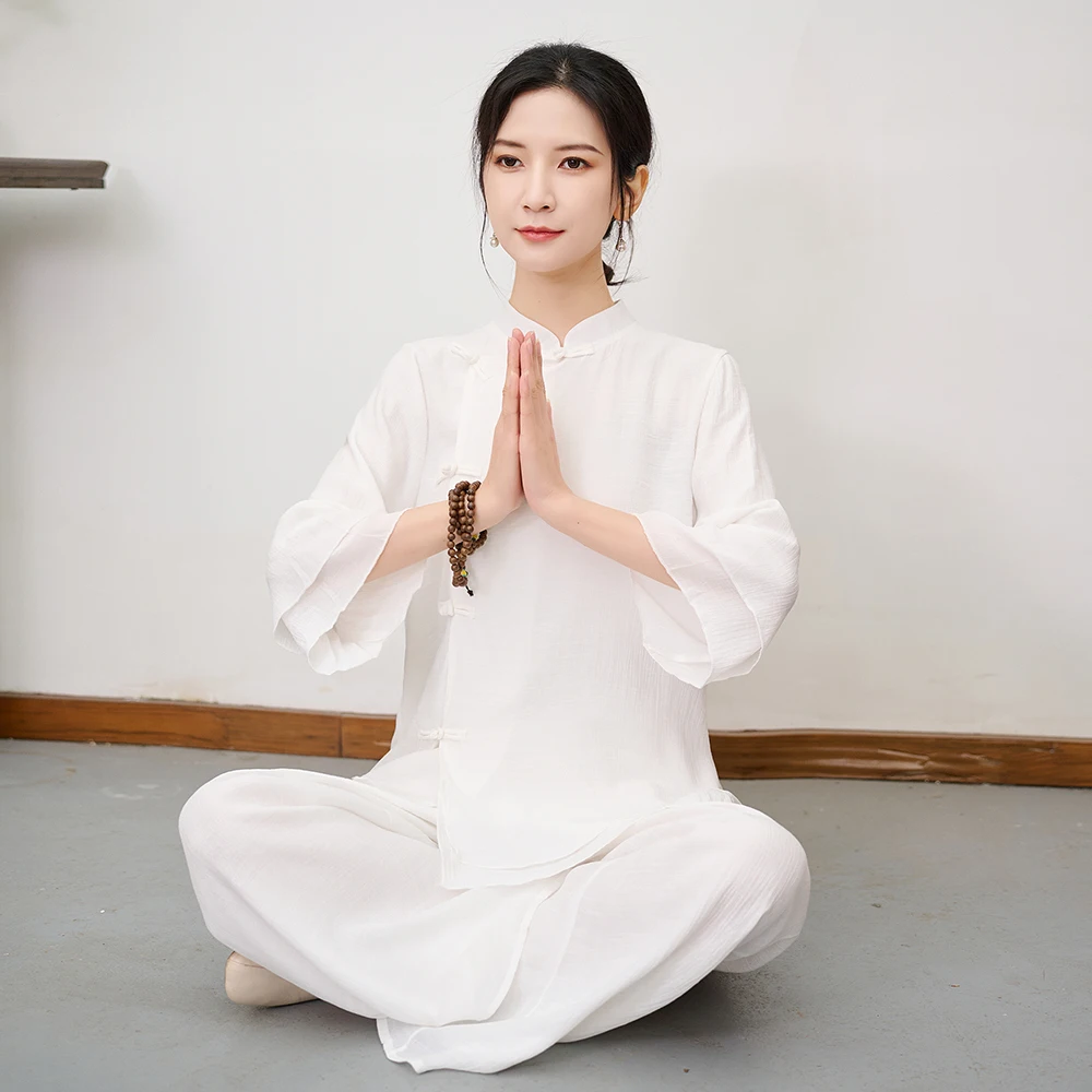 

Новый этнический Sle, хлопок и лен, дзен, медитация, йога, повседневная одежда, комплект из двух предметов, женский модный традиционный китайский костюм для йоги