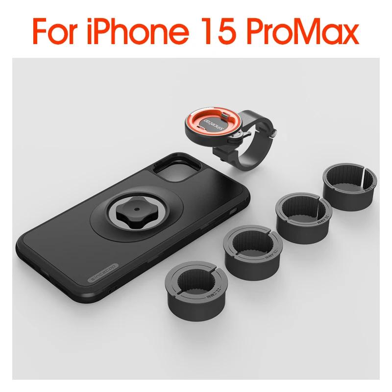 Fiets-/motorfiets telefoonhouder met schokbestendige hoes voor iPhone 17/16/15/14/13/12/11 Pro Max, mountainbike motorfiets stuurhouder