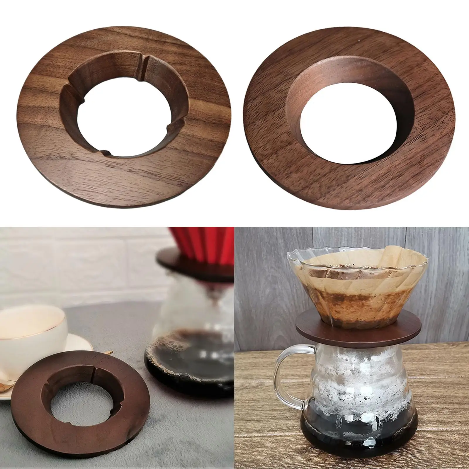 حامل فلتر القهوة الخشبي، حامل المنقط المخروطي، القطر الخارجي 110 مم،