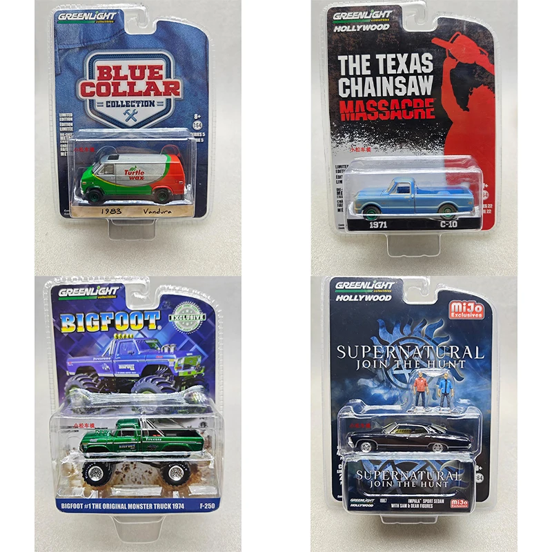 

Greenlight 1:64 Turtle Card Advertising C-10 Green Machine Original Monster Truck Die-Cast Alloy Model Collectible Ornament