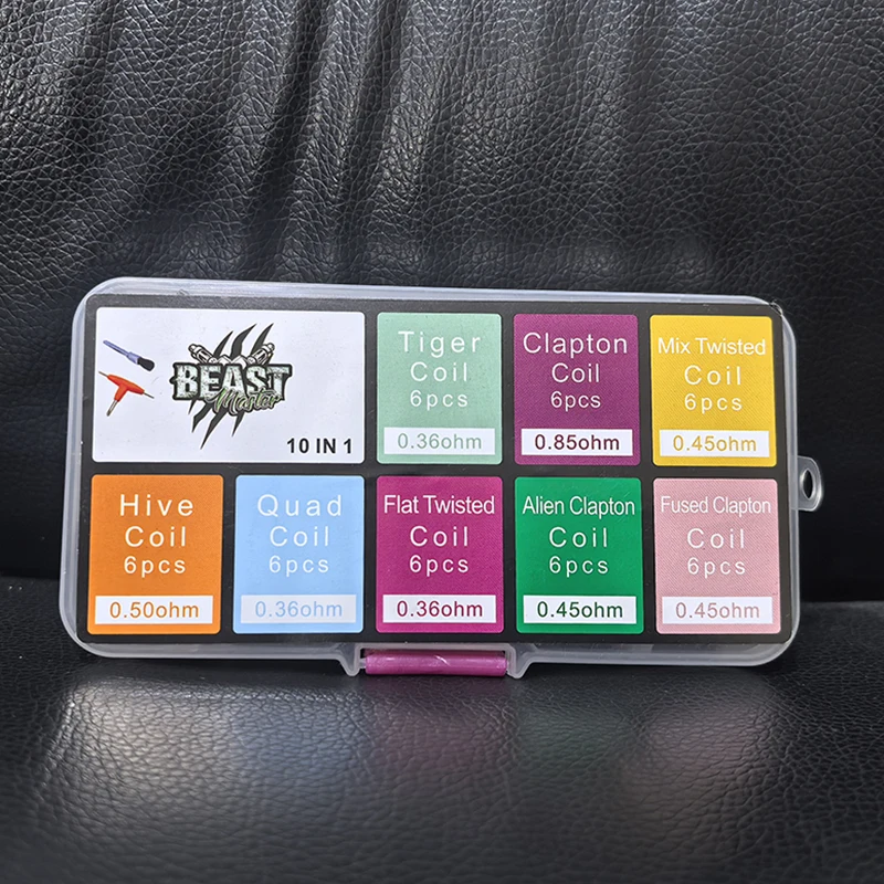 50Pcs/Set Pre Built Coils RTA RDA Flat Twisted Fused Clapton Quad Hive Alien 10 in 1 Resistance Wire Premade Coil