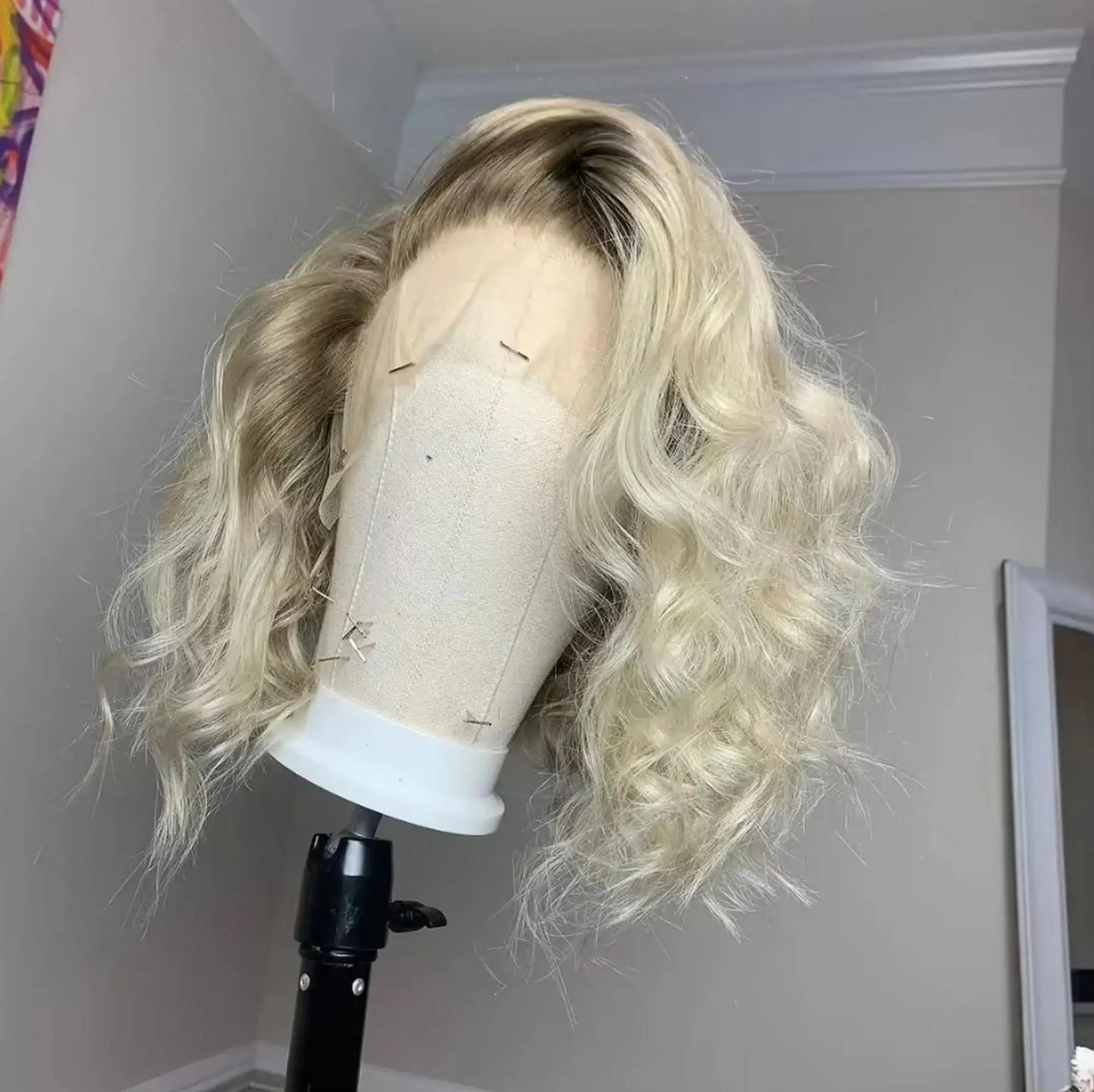 16 Inches Light Blonde Warm Wigs Shoulder 180%High Density Body Wave Pre Plucked Natural Hairline Premium Wig Daily Party Used