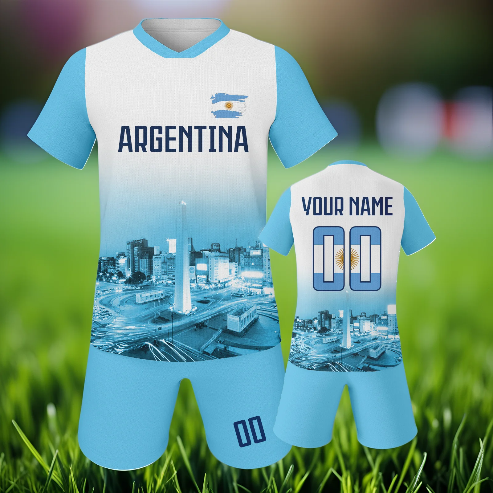 

Аргентина футбольный трикотаж на заказ детская футбольная рубашка шорты комплект персонализированное имя номер команда клуб футбольная форма для мальчиков и девочек