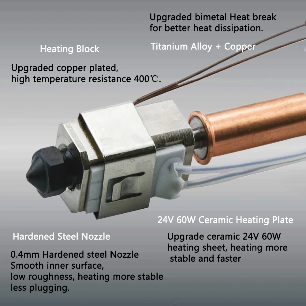 Kobra 3 Hotend Kit bimetálico Heatbreak garganta para Anycubic Kobra 3 Combo Hot End boquilla Kit de actualización impresora 3D accesorios Hotend