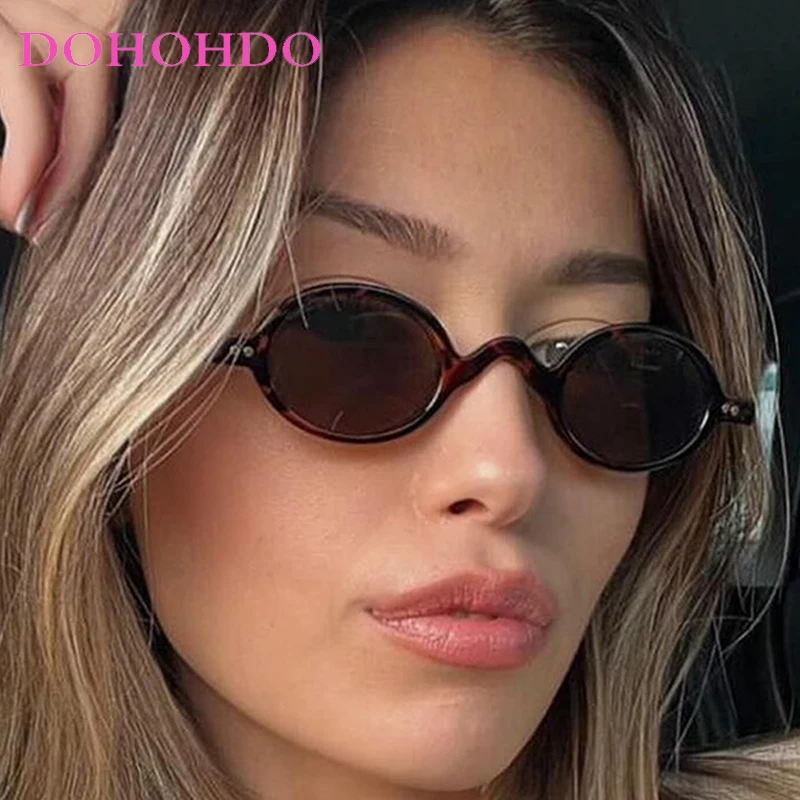Vintage Small Oval Frame Rainbow Rice Nail Women Sunglasses Brand Designer Men Sunglass Summer Drive Travel Eyewear UV400 Lentes