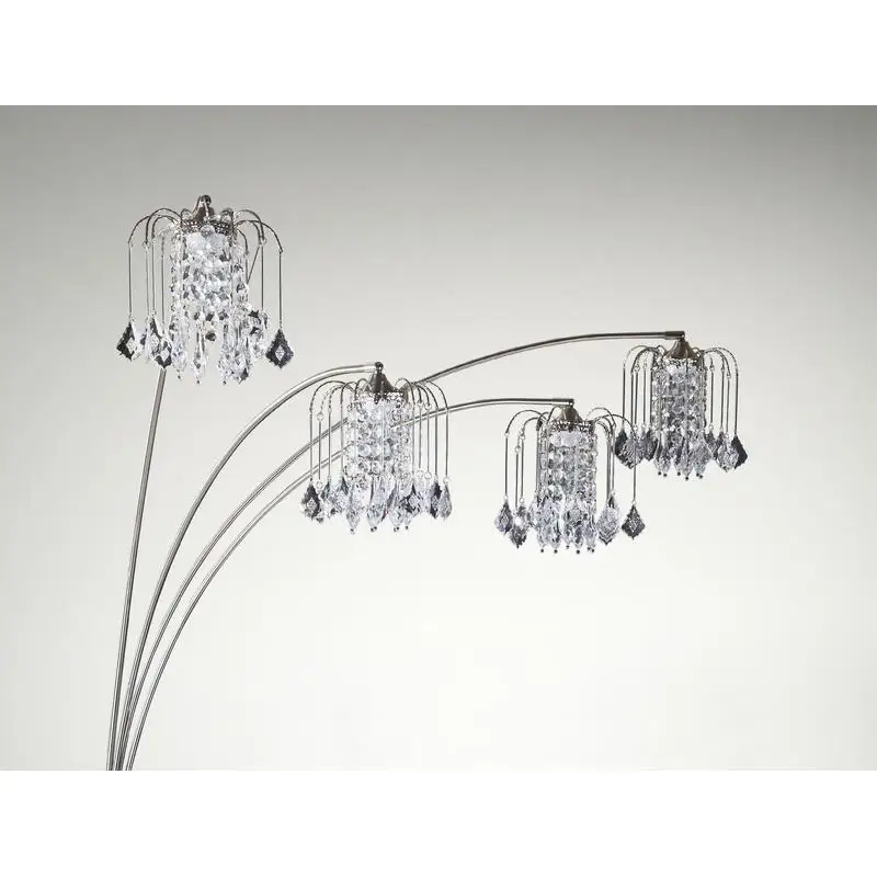 مصباح أرضي فاخر متعدد الرؤوس بتصميم عصري مع سيقان معدنية مرصعة بالكريستال على شكل نصف قمر لغرفة المعيشة في البيوتر #4
