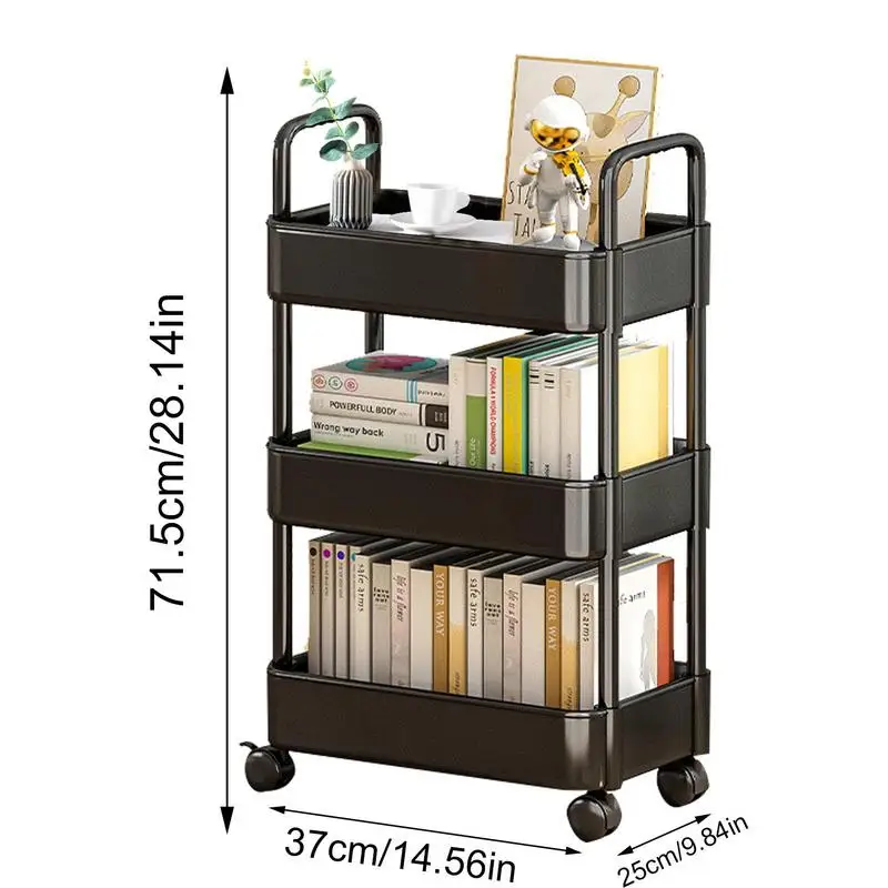 Imagem -06 - Trolley Organizer With Wheels Gap Storage Rack Cart Mobile Plastic Storage Racks Bookshelf Kitchen And Bedroom Organizers Tier