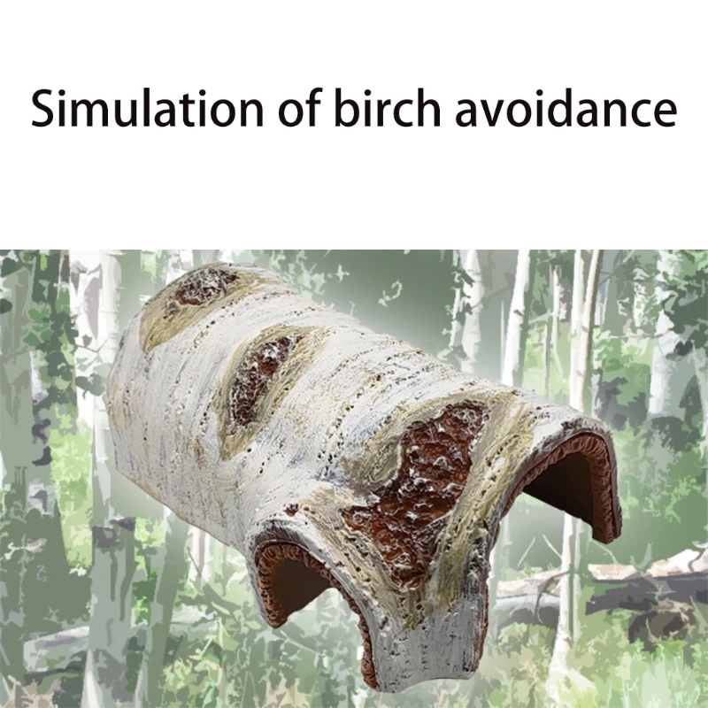 Cueva oculta para reptiles, escondite para animales pequeños, cueva oculta de resina de abedul Artificial, ayuda a cría de serpientes, lagartos, leopardo, Gecko