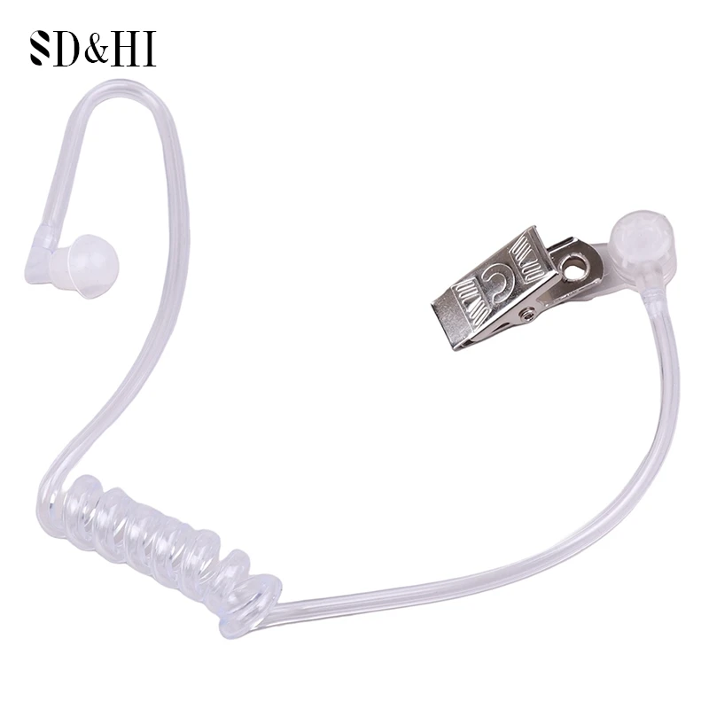 

Universal Replacement Transparent Coil Acoustic Air Tube Earplug With Metal Clip For TwoWay Radio Walkie Talkie Earpiece Headset