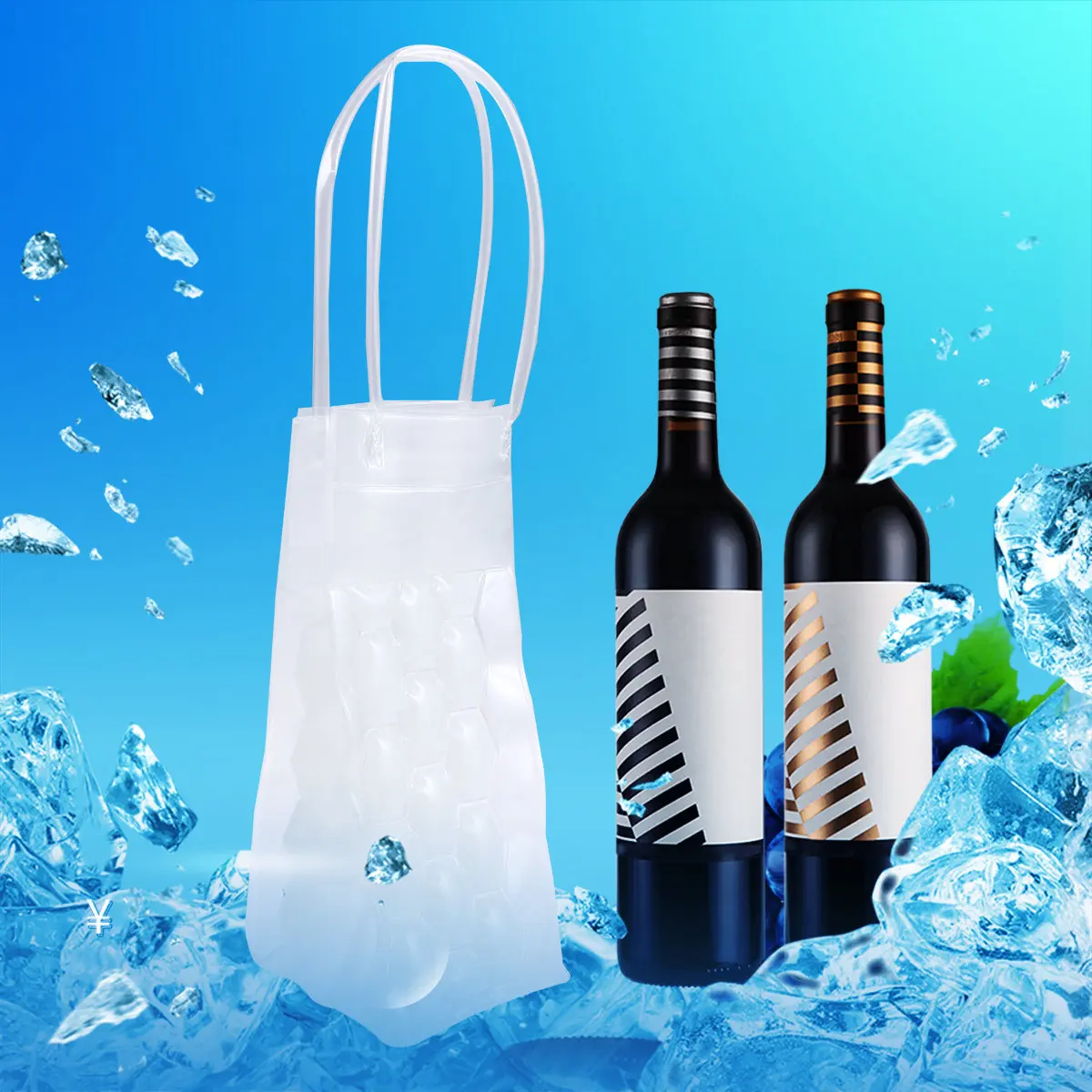 

750 ML Ice Pouch Bottle Freezer Bag Cabinet Chiller White Cooler Gel Cooling Travel