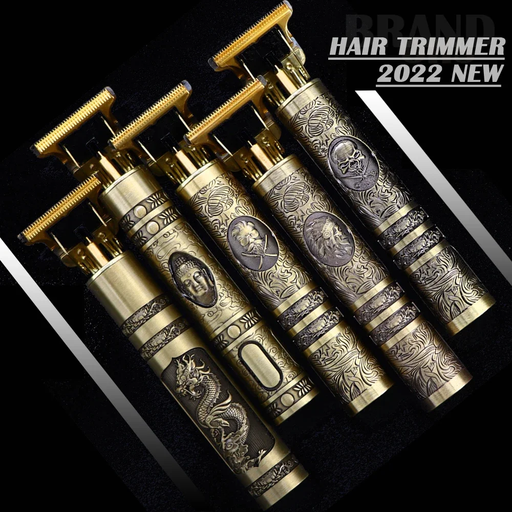 New 2022 Vintage T9 0MM Cordless Hair Cutting Machine Professional Hair Clipper Barber Trimmer For Man Beard Lighter Electric