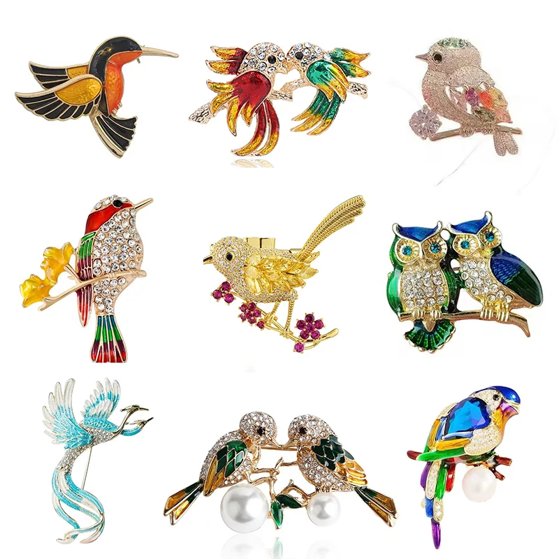 Exquisite Bird Owl Brooches for Women Men Fashion Parrot Swallow Animal Pin Office Party Casual Accessory Jewelry Gift 2024