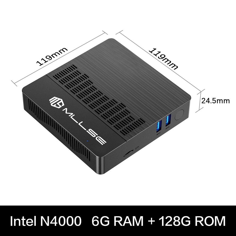 M2 Air Mini PC Intel Celeron N4000 CPU Window11 6GB RAM 128GB ROM Dual-Band WiFi HDMI+VGA Portable Mini Computer BT4.2