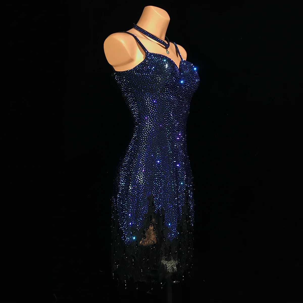 Latin Dance Adult and Children's Dress AB Diamond High end Customized Starry Night Super Flash Dress Professional Dance Dress