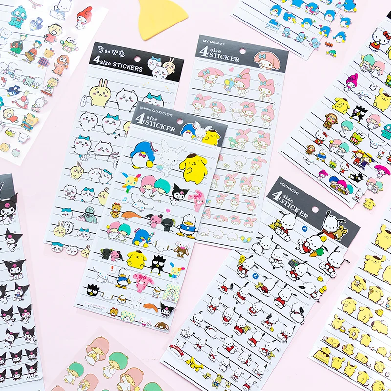 40pcs/lot Sanrio Cinnamoroll Washi Stickers Kawaii Pochacco Twin Stars DIY Diary Decorative Stationery Sticker Album Stick Label