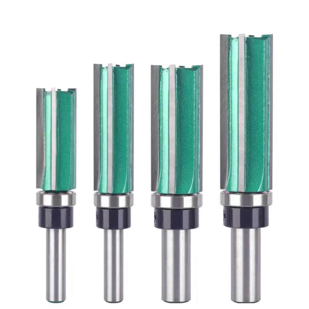 

Carbide Carpenter Milling Cutter Straight End Mill Trimmer Bits New Four-blade Bearing Woodworking Router Bit 8/12mm