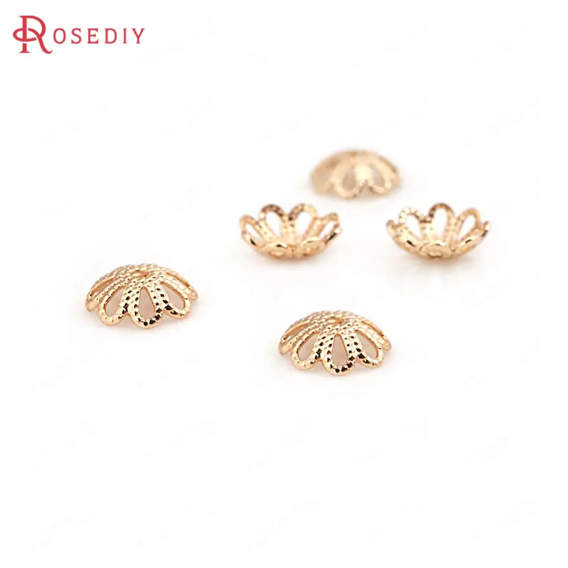 

(D020)20 pieces 6mm High Quality Champagne Gold Color Plated Brass Beads Caps Diy Jewelry Accessories