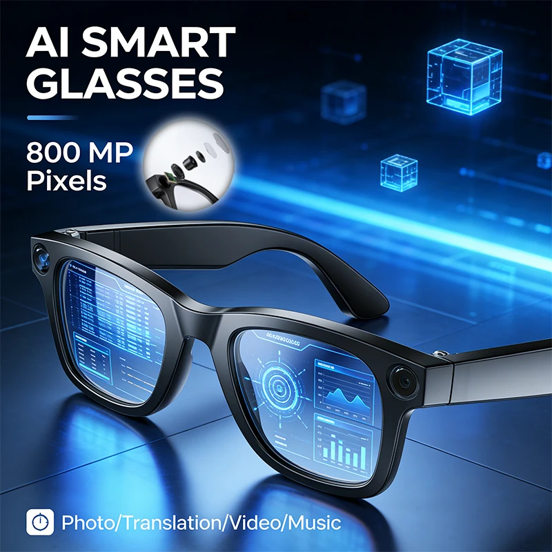

Новые умные очки 2026 года с HD-камерой 800W, ИИ-идентификацией, сенсорным управлением, записью видео 1080P HD, голосовым ИИ и беспроводными звонками