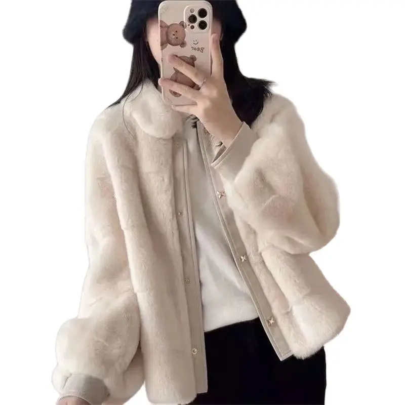 Winter Mink Jacket Women's Stand collar Warm Parkas Outwear Nice New Autumn Winter Korean Female Loose Faux Fur Coats