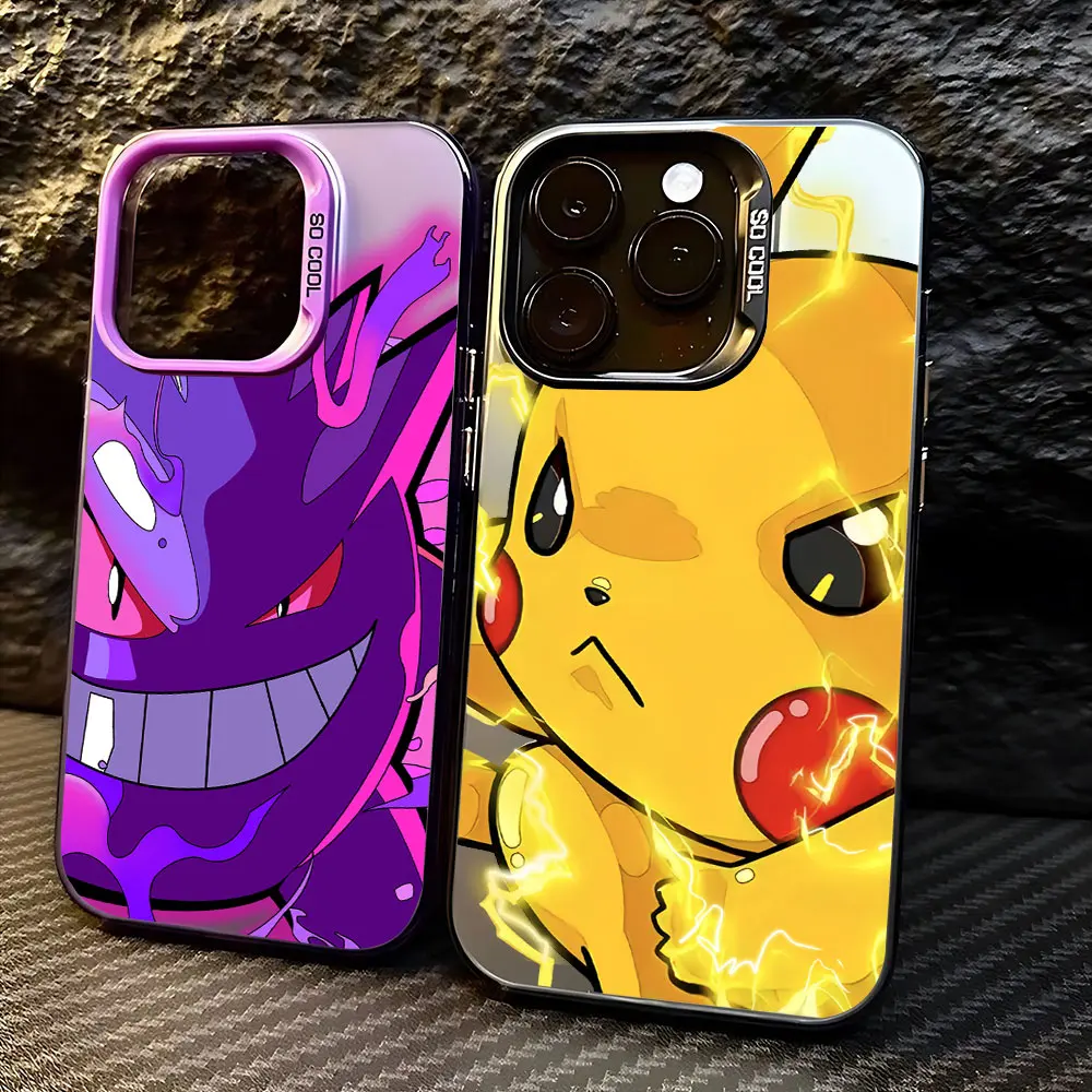 Anime Pokemons Gengar Pikachus Handy hülle für iPhone 15 14 13 12 11 Pro Max XR Xsmax 8 7 plus Süßigkeiten matt stoß feste Rückseite