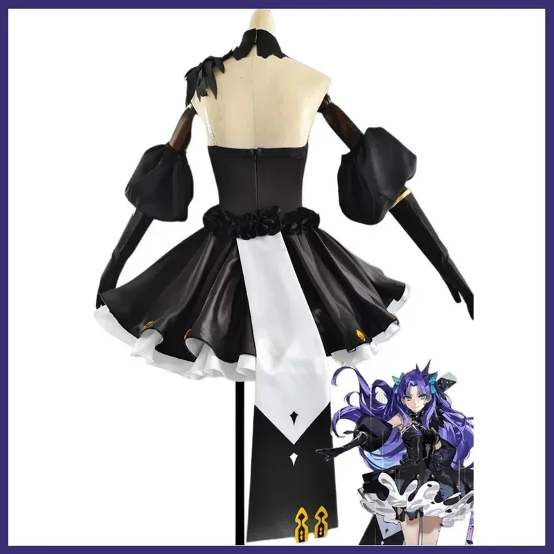 لعبة مصير/الطلب الكبير Ereshkigal تأثيري حلي فستان سهرة أسود قبالة الكتف تنورة شعر مستعار امرأة مثير حفلة عيد ميلاد البدلة ؛ 8's ،