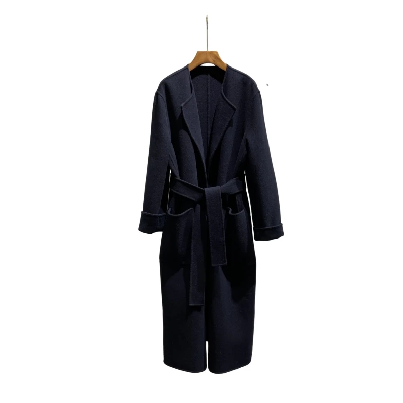 Autumn/Winter double-sided cashmere coat Premium Midnight Blue 100% cashmere content Top quality