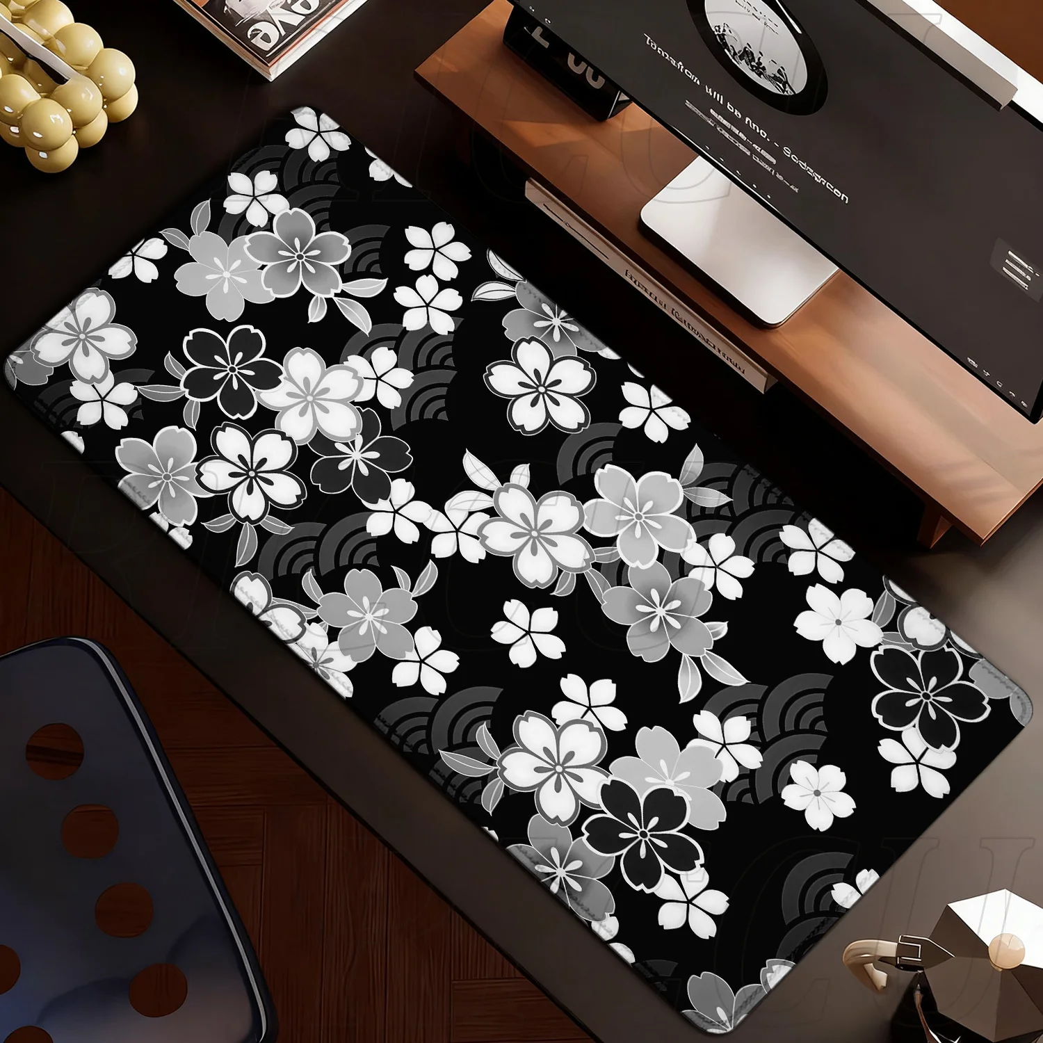 XXL 90x40 سنتيمتر أسود أبيض ساكورا زهرة الألعاب ماوس الوسادة مكتب السجاد ملحقات الكمبيوتر زهر الكرز ماوس ألعاب توسيع DeskMat #1