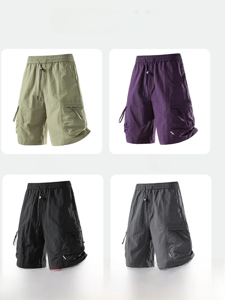 Trendy  Line Quick Dry Breathable Summer Men's Outdoor Fashionable Loose Workwear Casual Shorts Straight Leg Fit