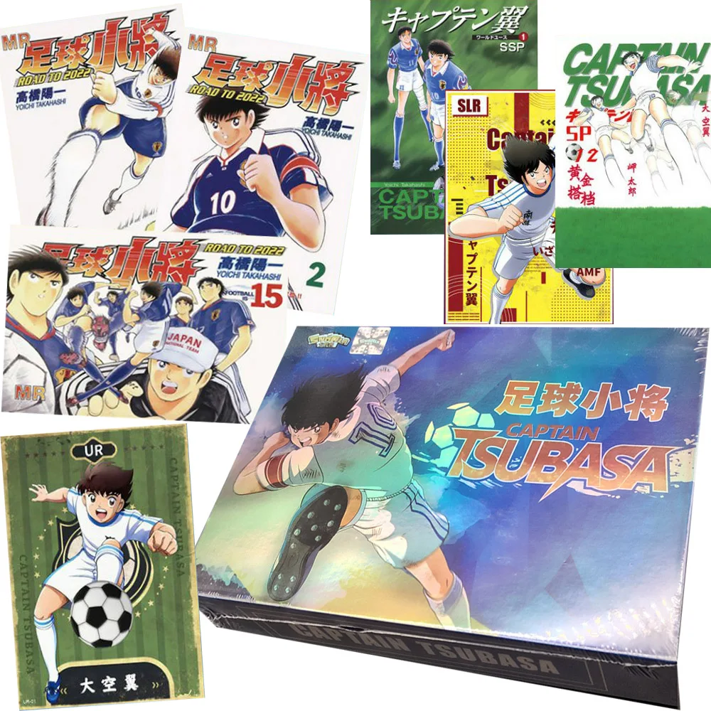 Tarjetas de colección de Anime japonés, personaje de competición de fútbol juvenil de sangre caliente, estampado en caliente, tarjetas doradas, caja potenciadora, regalos para niños