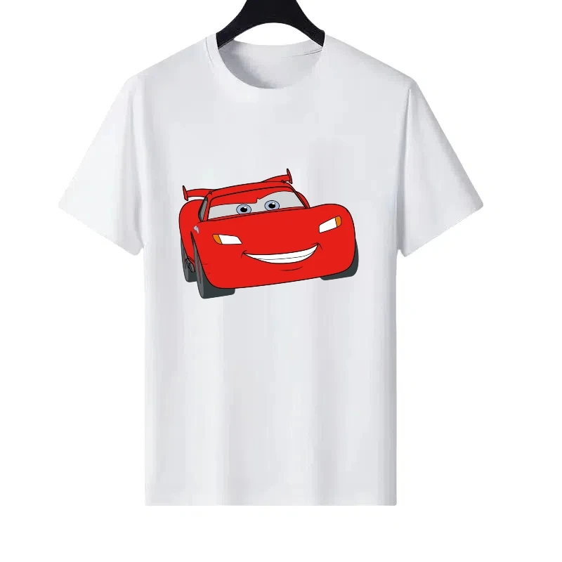 

Disney Cars Pattern Woman Funny Round Neck Loose Parent-child Clothing Tops Ladies Cheap Short Sleeves T-Shirt Men Sweatshirts