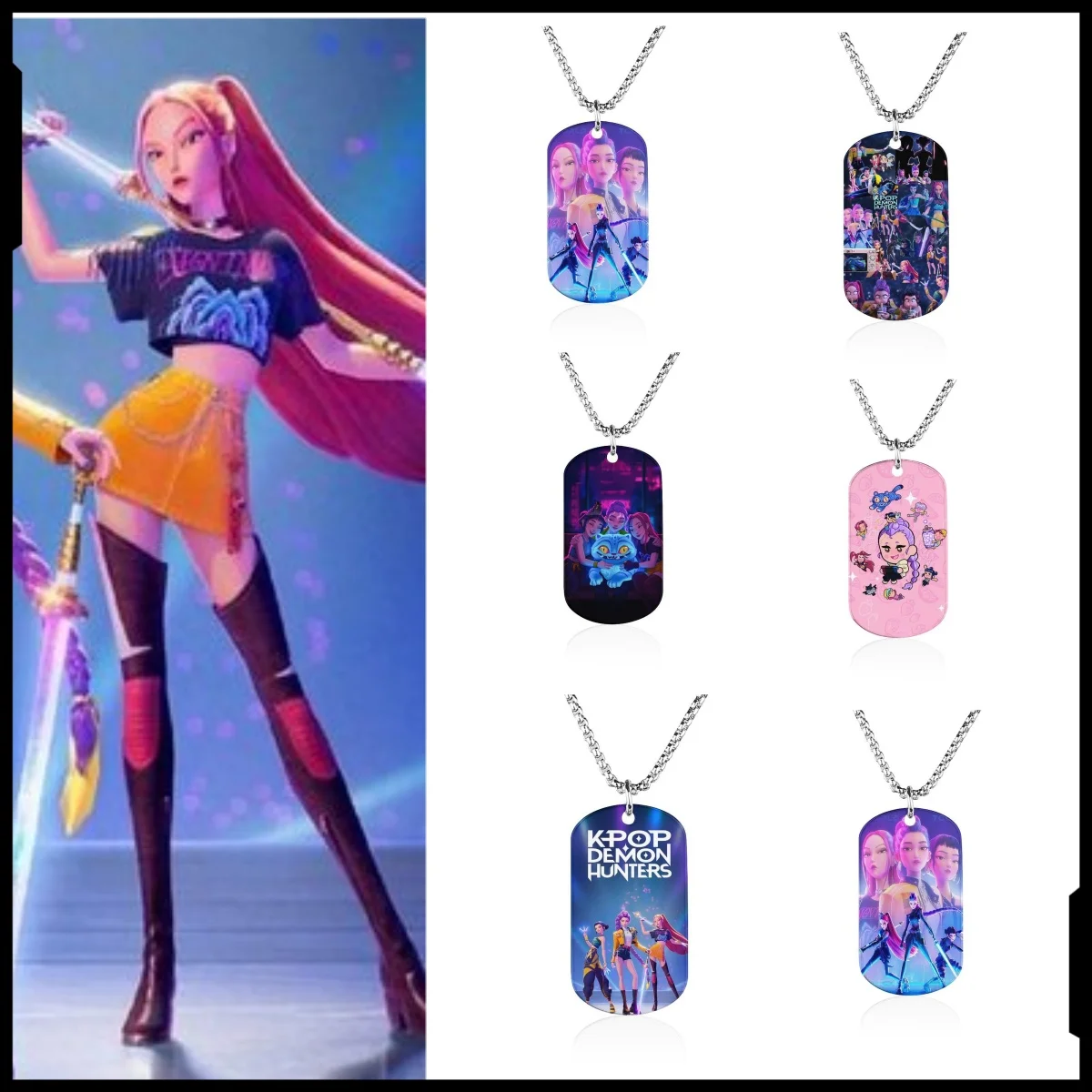 

European and American witch hunter group kpop anime peripheral stainless steel cute pendant necklace cartoon doll birthday gift