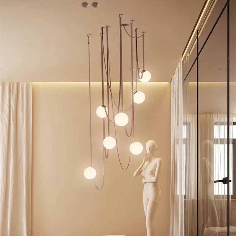 glass ball pendant light simple designer light villa loft loft light living room dining room stair lighting 01