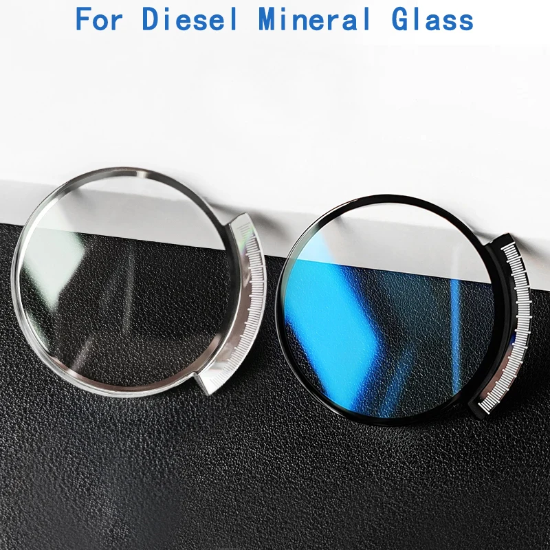 Mineral Glass 46.5x41.5mm For Diesel DZ 4203 4204 4341 4413 4503 Blue AR Coating Black/Silver Trim Watch Glass Replacement Part