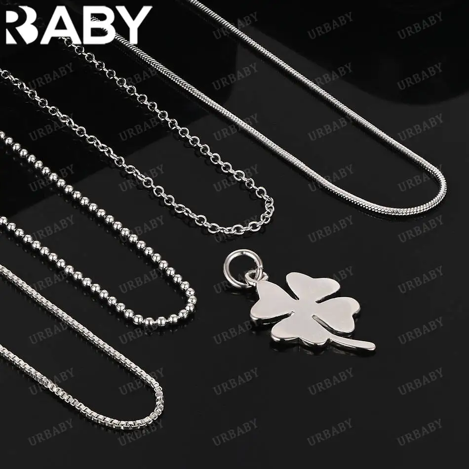 

URBABY 40-75cm 925 Sterling Silver Four Leaf Clover Pendant Necklace For Women Men Creativity Gifts Street All-match Party