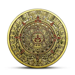 Aztec Gold Dragon Calendar Mysterious Collectibles Crafts Gifts Mexico Mayan Commemorative Coin Purses Holder Metal