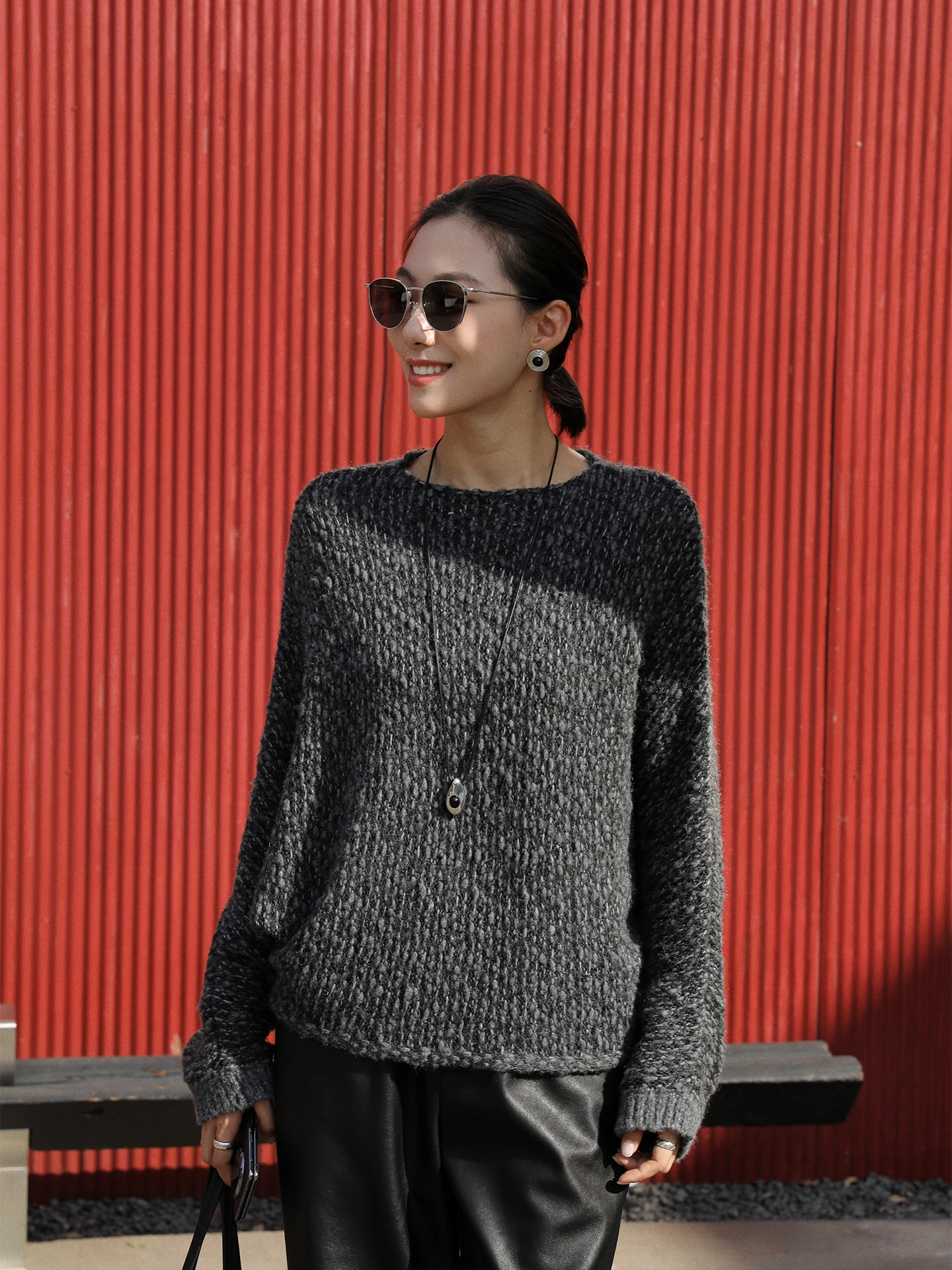

ey Lazy Sle Woolen Knitted Sweater Loose Long Sve Overhead Women's Faion Casual round Ne Winter New Arrival