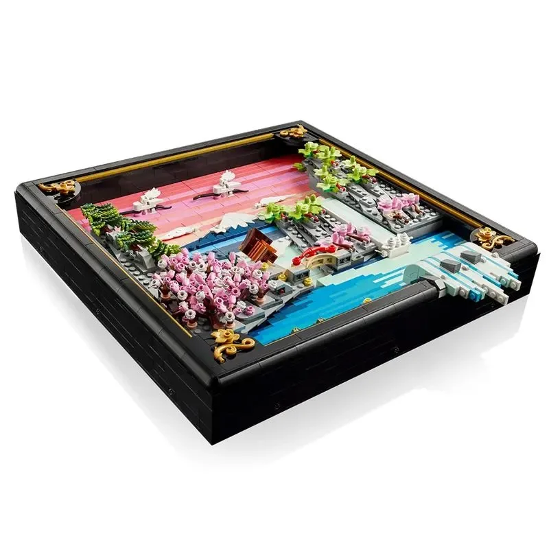 

1892PCS Art Japanese Cherry Blossom Landscape Model Building Blocks Diy Creative Toy Adornment Christmas Gift for Adult Toy