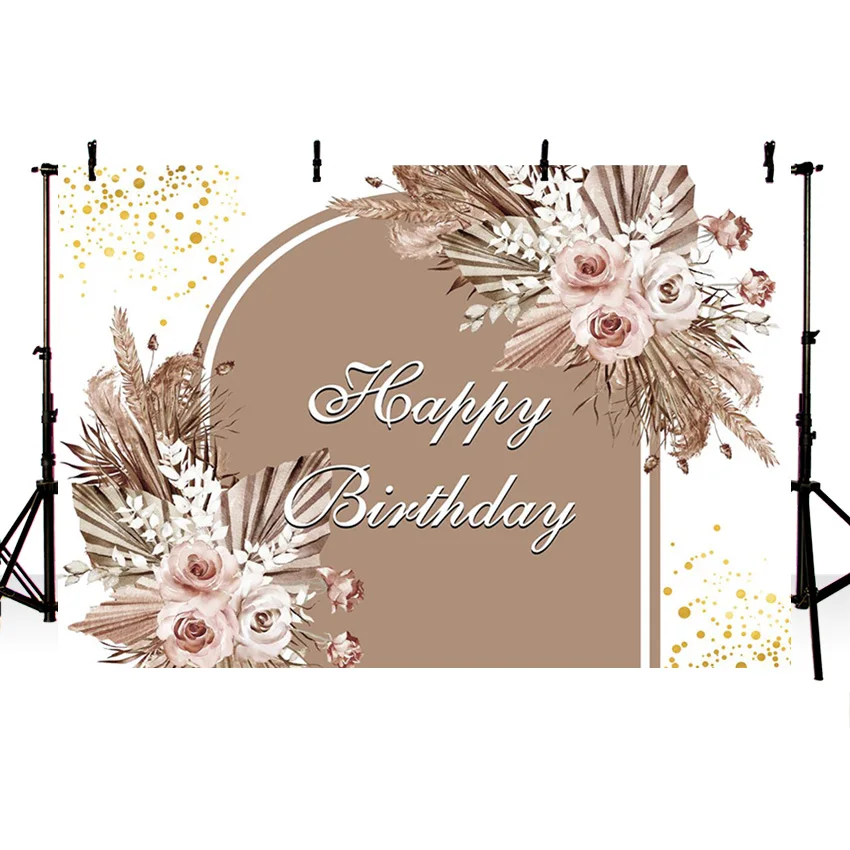 Fondo fotográfico bohemio para fiesta de cumpleaños de bebé recién nacido, decoración Floral de hierba de Pampas