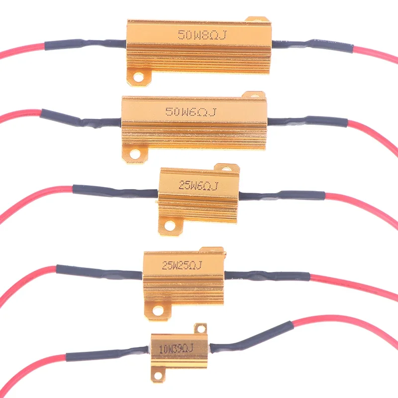 2 مجموعات سيارة LED Canbus فك 10/25/50 واط 6/8/25/39Ohm تحميل للسيارات بدوره إشارة فانوس لوحة ترخيص مصباح المقاومات المقاومة