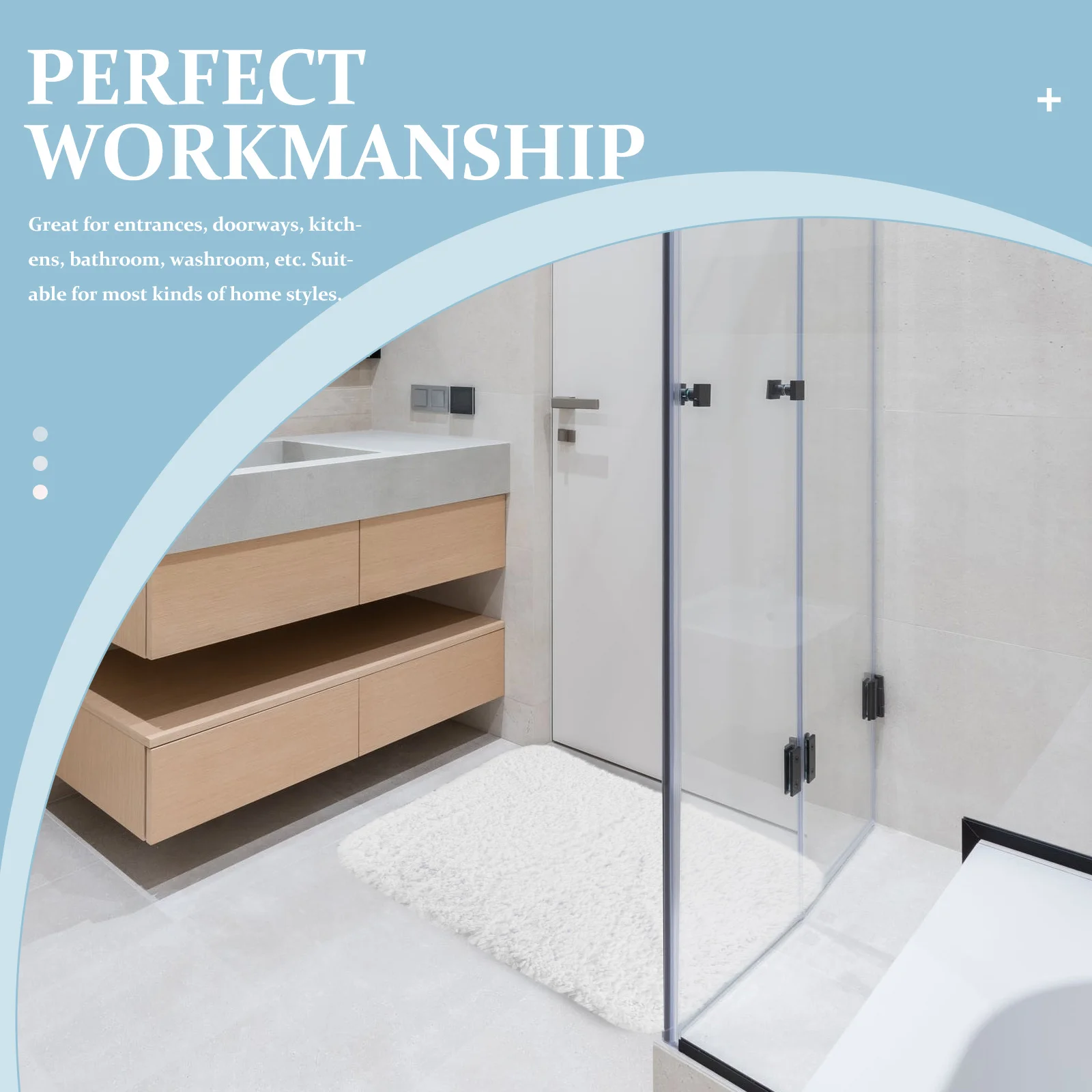 

Nonslip Bath Mats Premium Polyester Anti skid White Bathroom Rugs Washable Shower Carpet Suitable Home Styles Durability