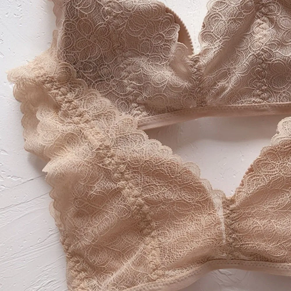 Sujetador con hebilla frontal de encaje, sujetador trasero de belleza sin anillo de acero, sujetador inalámbrico con escote en V profundo, sin costuras, pecho pequeño, antiflacidez