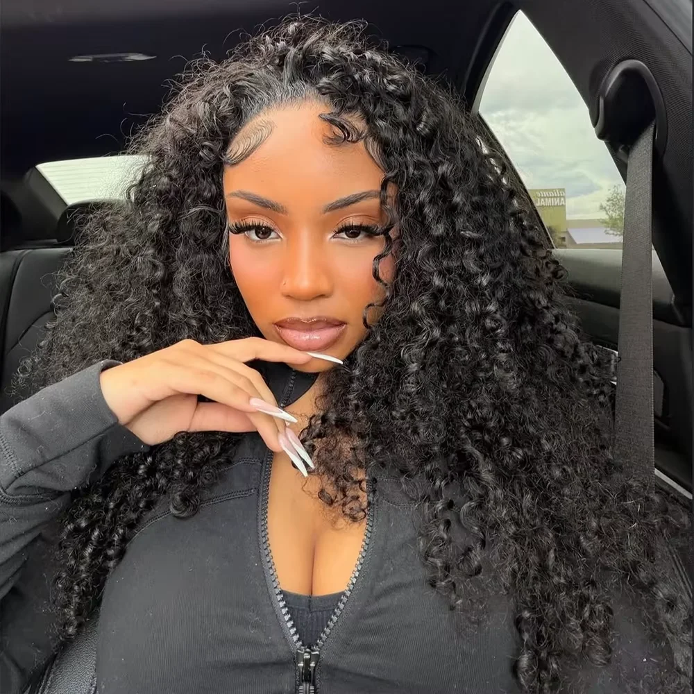 New Arrival 3 In 1 Half Wigs Human Hair Seamless Flip Over 250 Density Curly Wave 3 In 1 Half Wig Human Hair With Drawstring Machine Wig 3 In 1 Half Wig