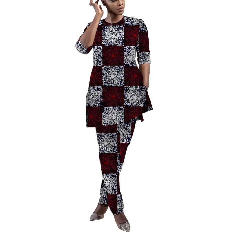 Delle Donne Vestito Dello Sposo Abbigliamento Africano Mezza Manica Magliette E Camicette E Pantaloni da Sposa su Misura Ankara Camicette + Pantaloni