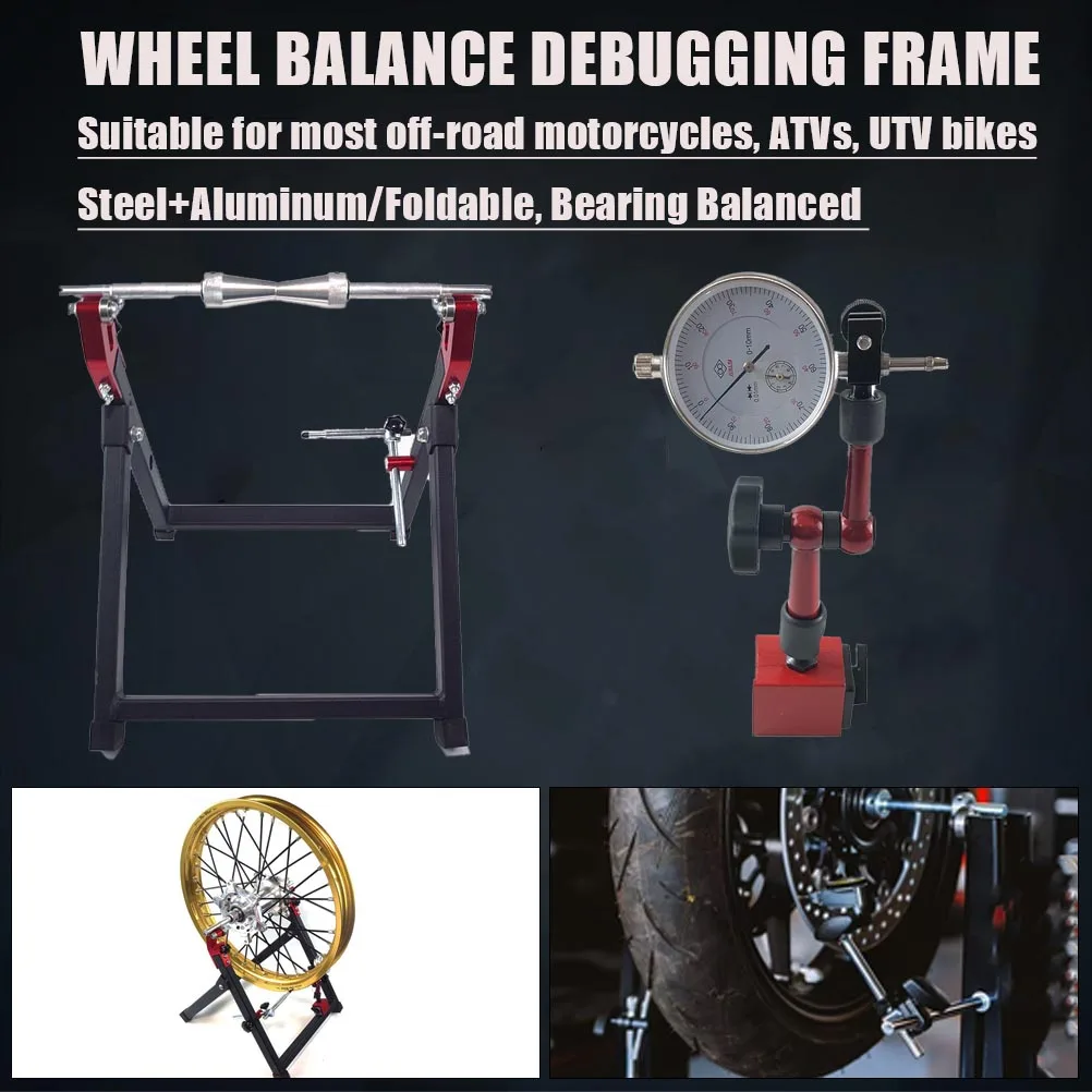 

Универсальный инструмент для мотоцикла, подставка для регулировки баланса обода колеса, складной портативный центрирующий конус, баллончик колеса с циферблатным индикатором