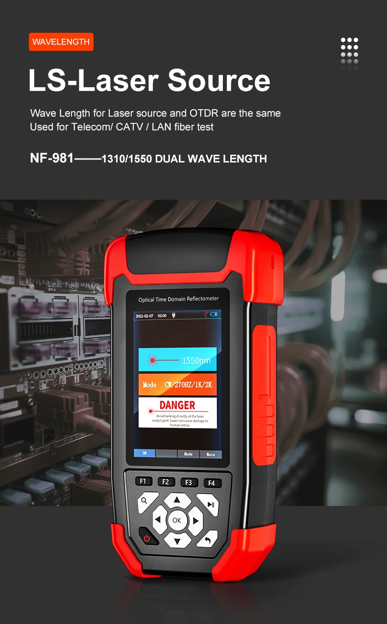 NOYAFA NF-981 OTDR Optisches Leistungsmessgerät Glasfaser-Tester Fehlerdetektor mit OPM VFL OLS Ereigniskarte Ethernet-Kabeltester – Detail 7