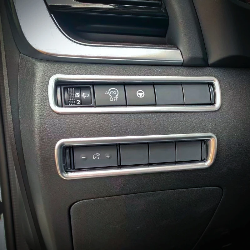 Matte Chrome Interior Center Console Switch Trims Cover For 2021-2025 Nissan Rogue X-Trail T33 Qashqai J12 Accessories